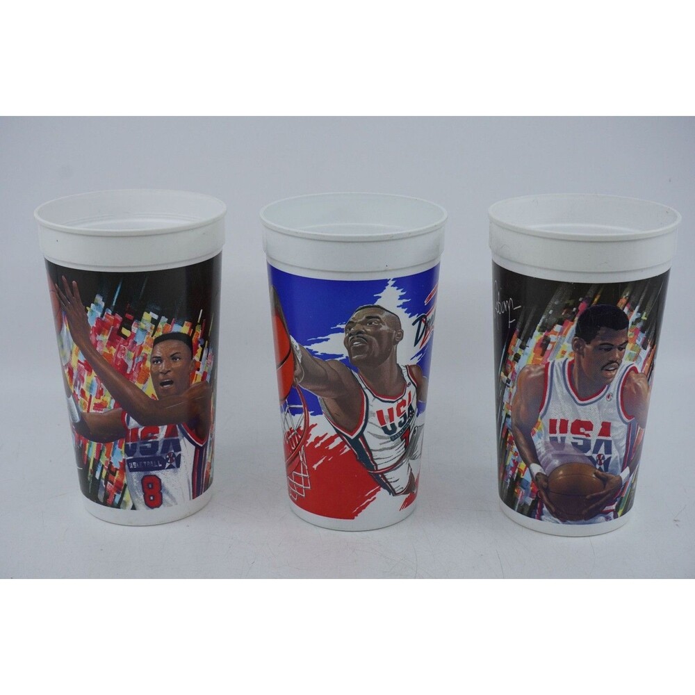 McDonalds Collectible Cups Set of 3 USA Basketball 1994 Kemp Robinson Pippen